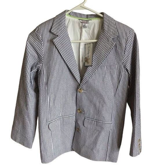 Kitestrings by Hartstrings boys blue white striped blazer suit coat SZ 10 New